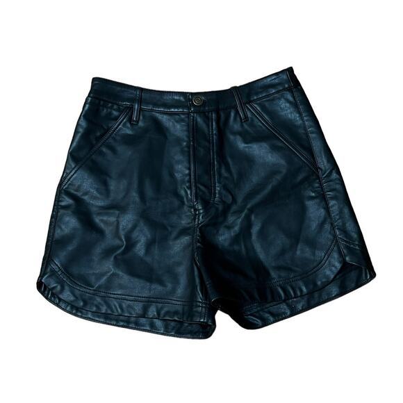 Free People NWT Size 4 Black Faux Vegan Leather High Rise Shorts